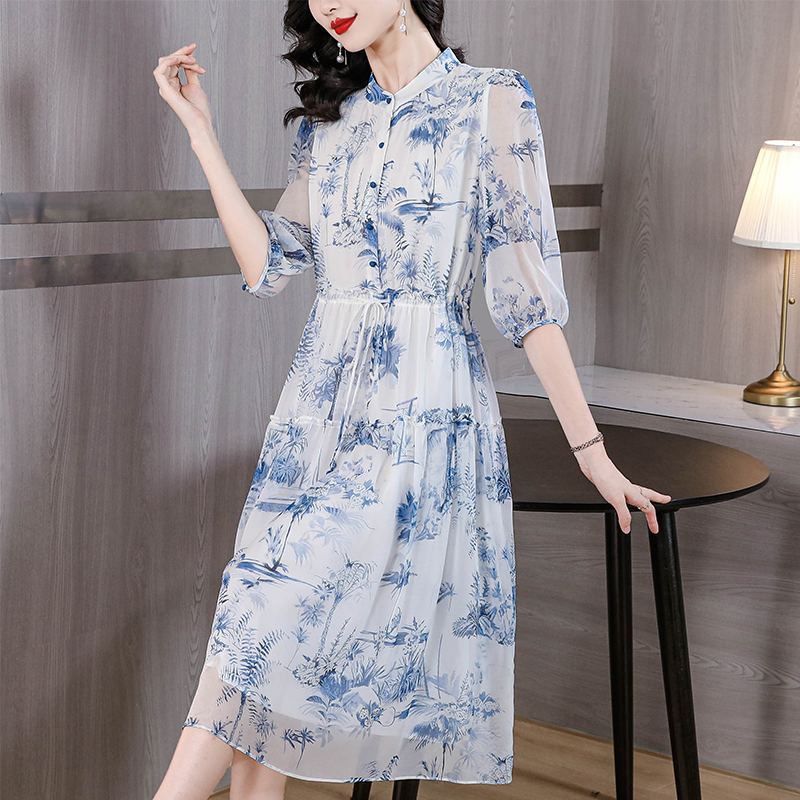 Printing large yard dress autumn long dress for women
