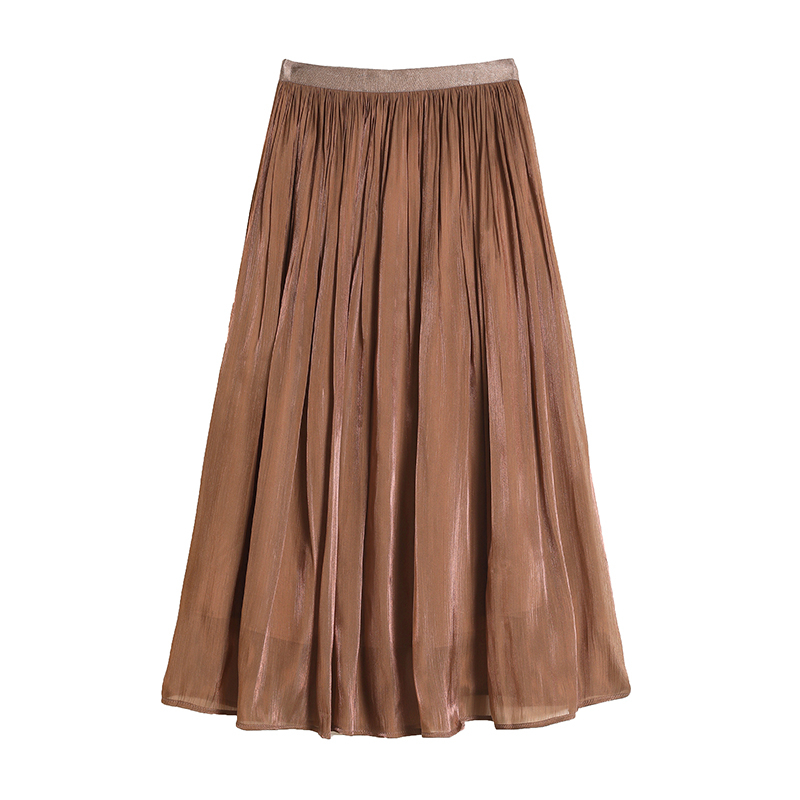 Temperament fold light summer high waist skirt