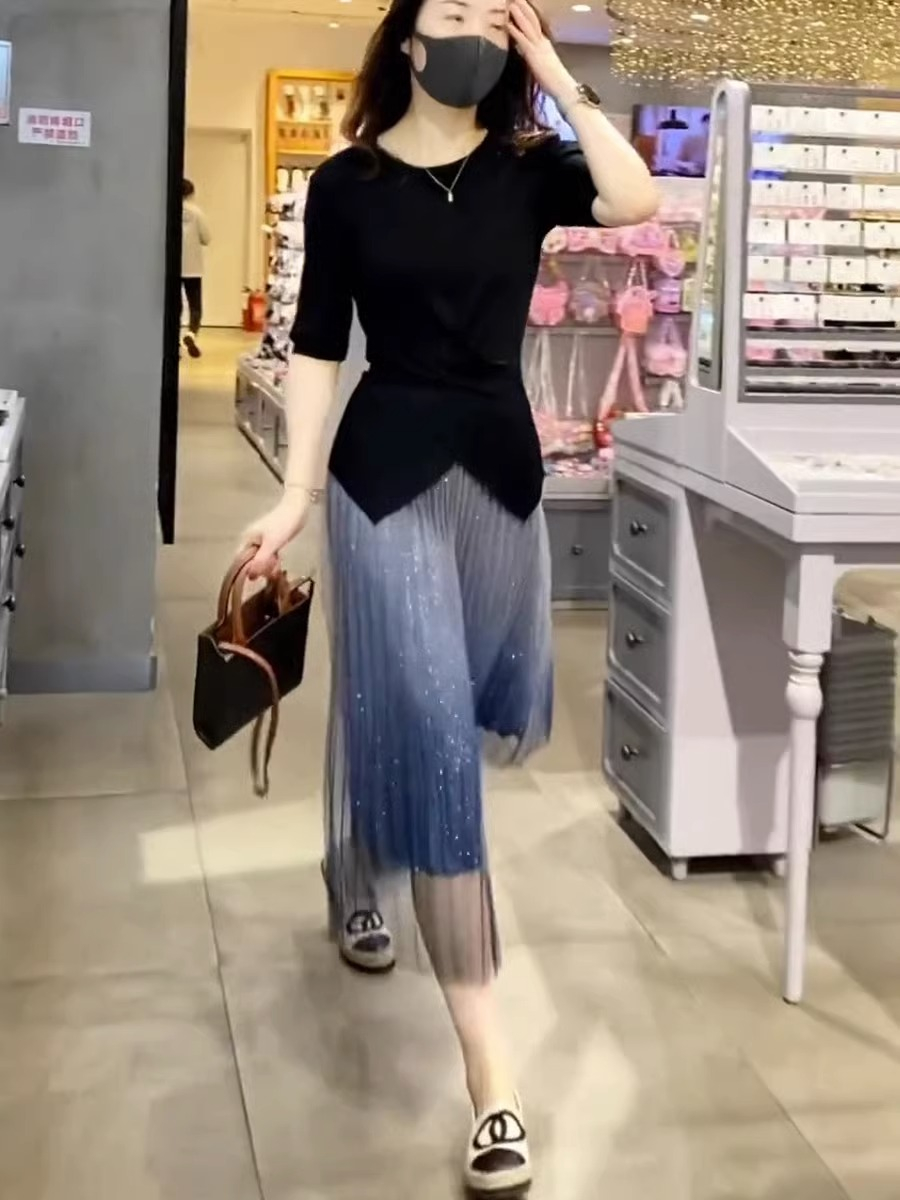 Temperament Korean style all-match fashion gradient skirt