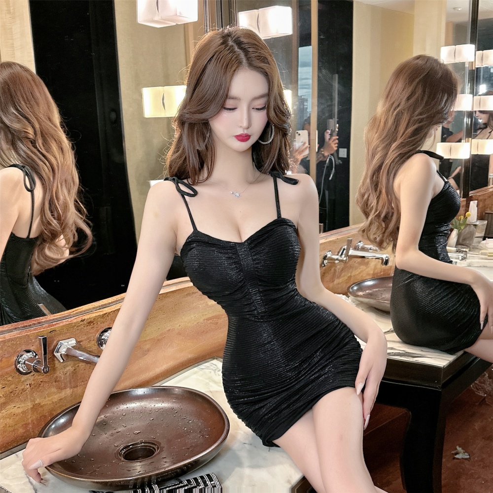 Tight package hip flash small sling elasticity bottoming dress