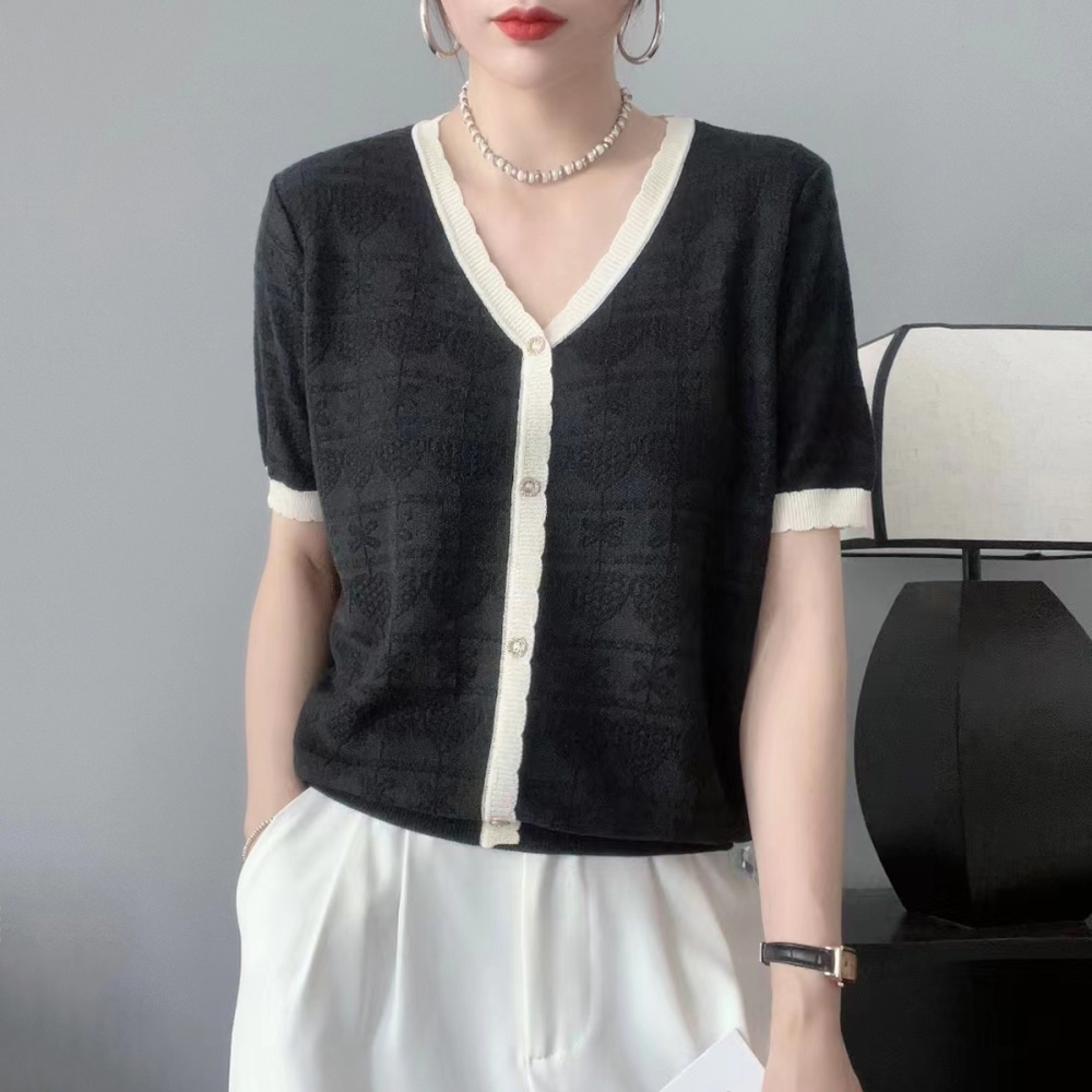 Thin Western style T-shirt knitted tops for women