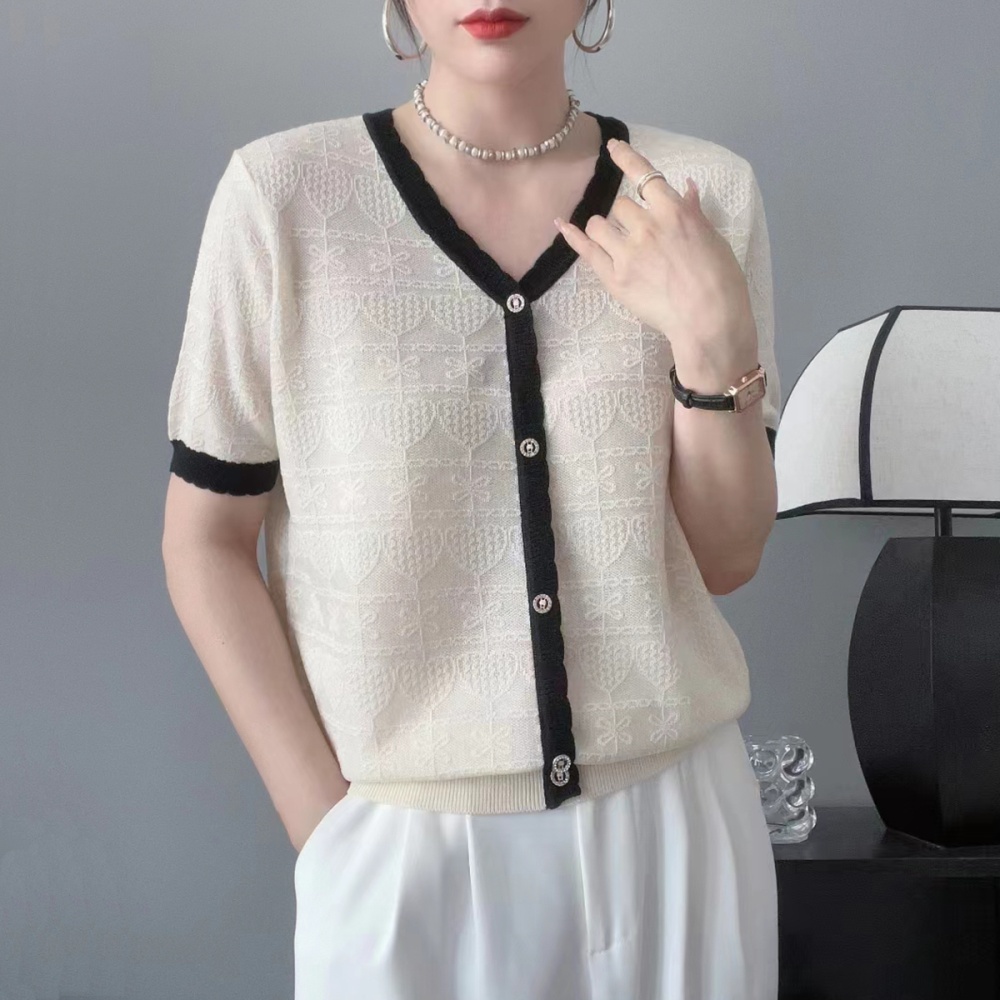 Thin Western style T-shirt knitted tops for women