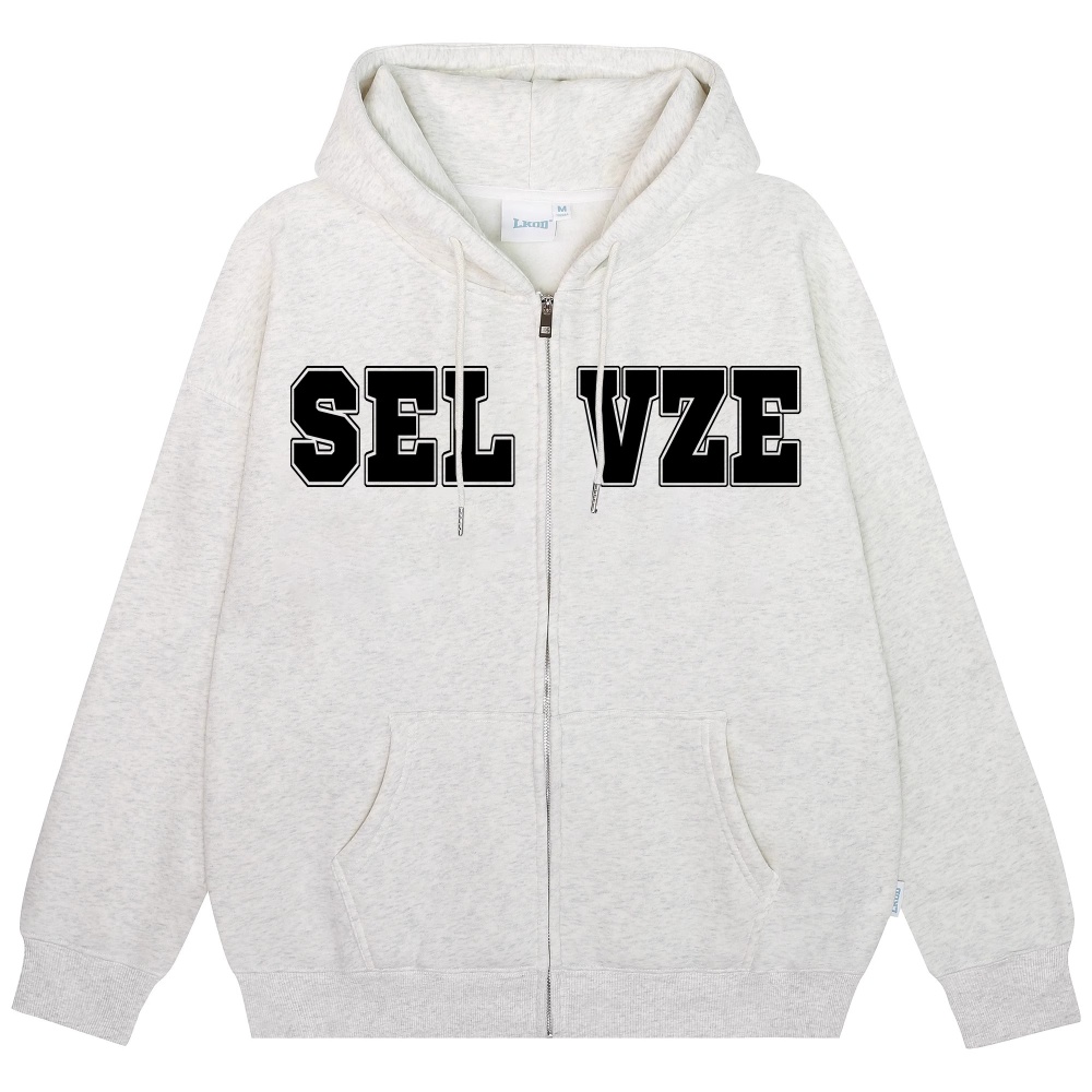 Plus velvet thin complex hoodie cotton printing coat for women