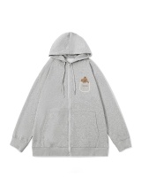 Cotton printing coat plus velvet complex hoodie for women