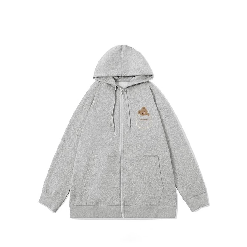 Cotton printing coat plus velvet complex hoodie for women