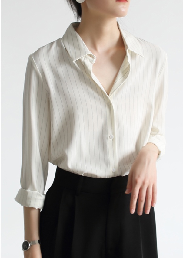 Commuting black tops autumn stripe business suit for women