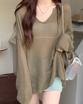 Summer loose T-shirt knitted perspective tops for women