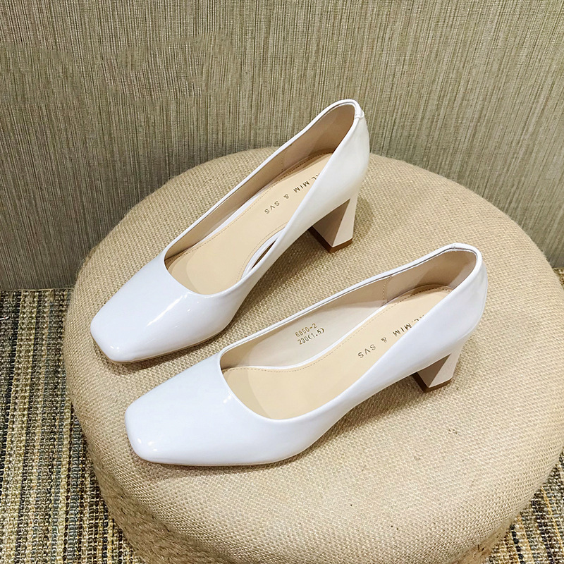 Spring and autumn thick shoes low high-heeled shoes