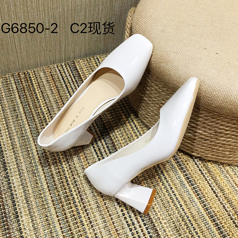 Spring and autumn thick shoes low high-heeled shoes