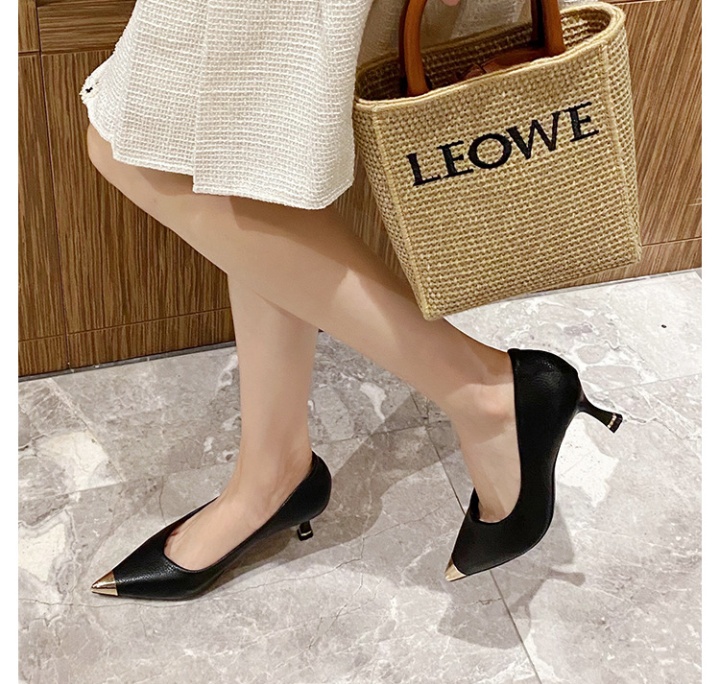 Profession middle-heel fine-root shoes low black high-heeled shoes