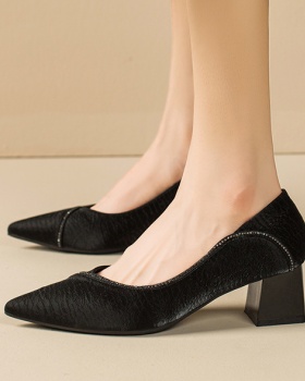Low France style footware pointed thick shoes for women