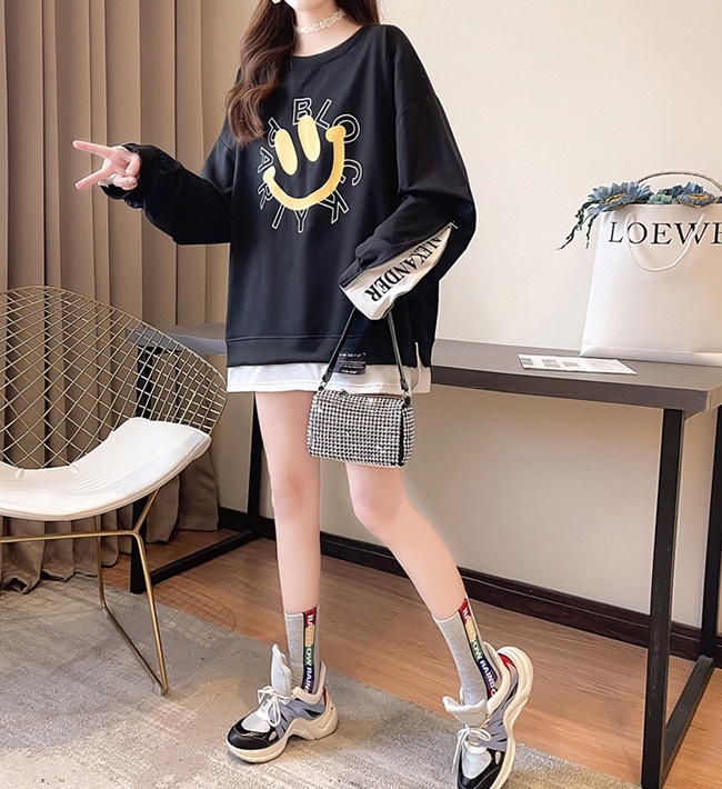 Korean style hoodie long sleeve tops for women