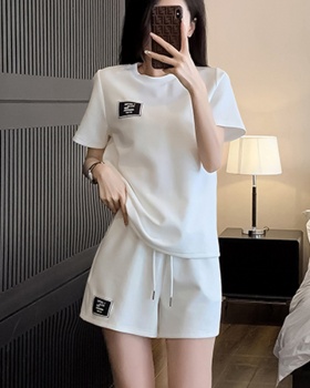 Fashion white short sleeve Casual shorts 2pcs set for women