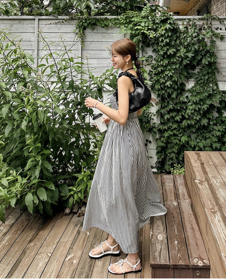 Stripe summer long dress Korean style temperament dress