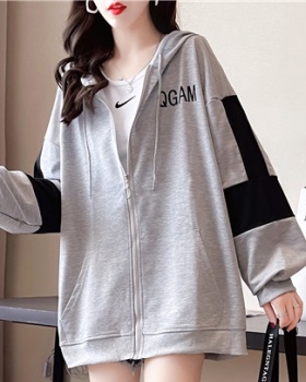 Korean style long sleeve tops loose hoodie for women