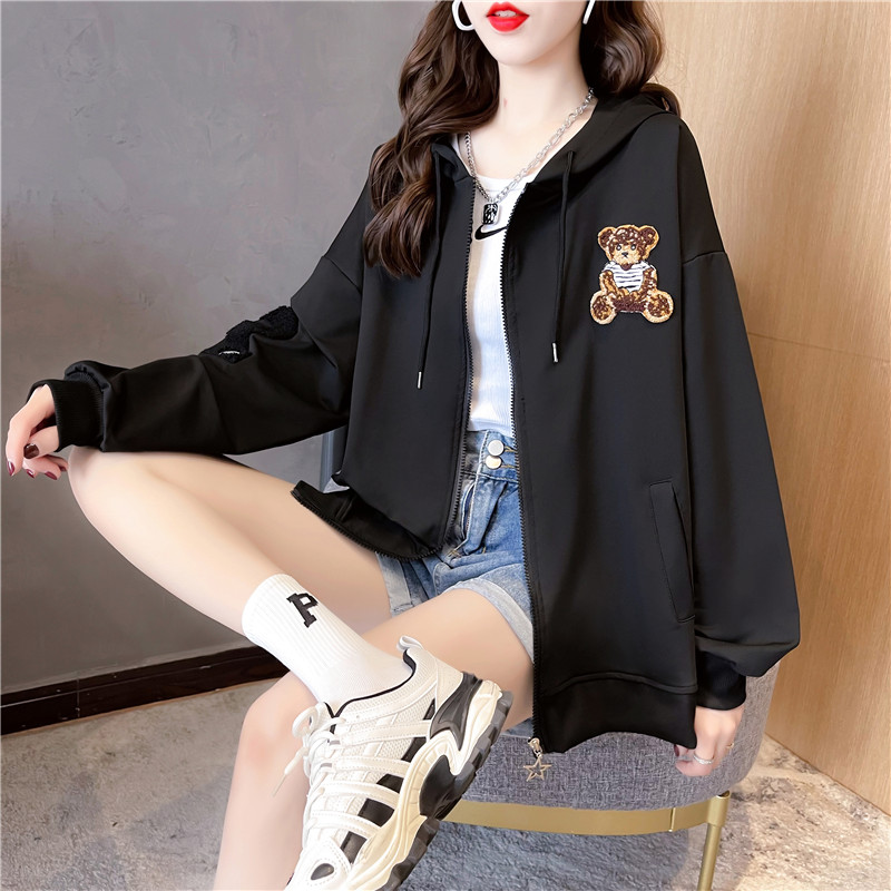 Korean style spring and autumn hoodie thin tops for women