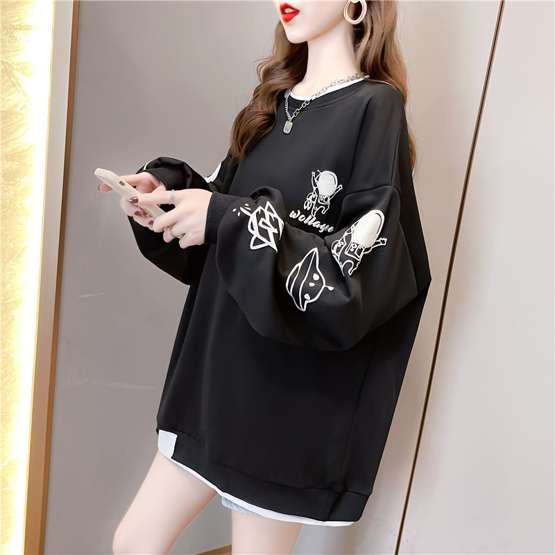 Loose slim thin hoodie cotton long sleeve tops for women