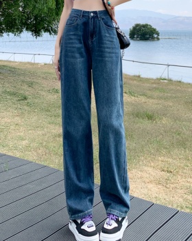 Drape loose jeans high waist long pants for women