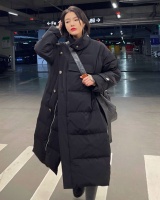 Long coat single-breasted cotton coat for women