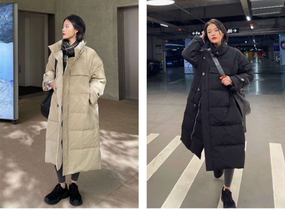 Long coat single-breasted cotton coat for women