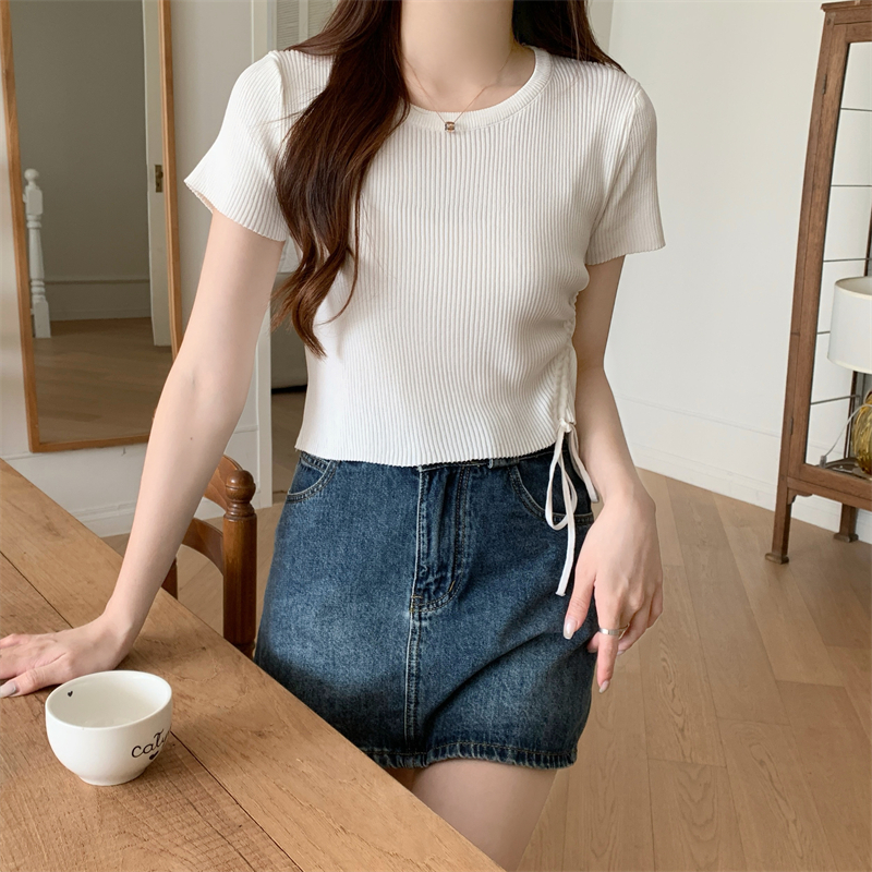 Korean style bottoming shirt short tops for women