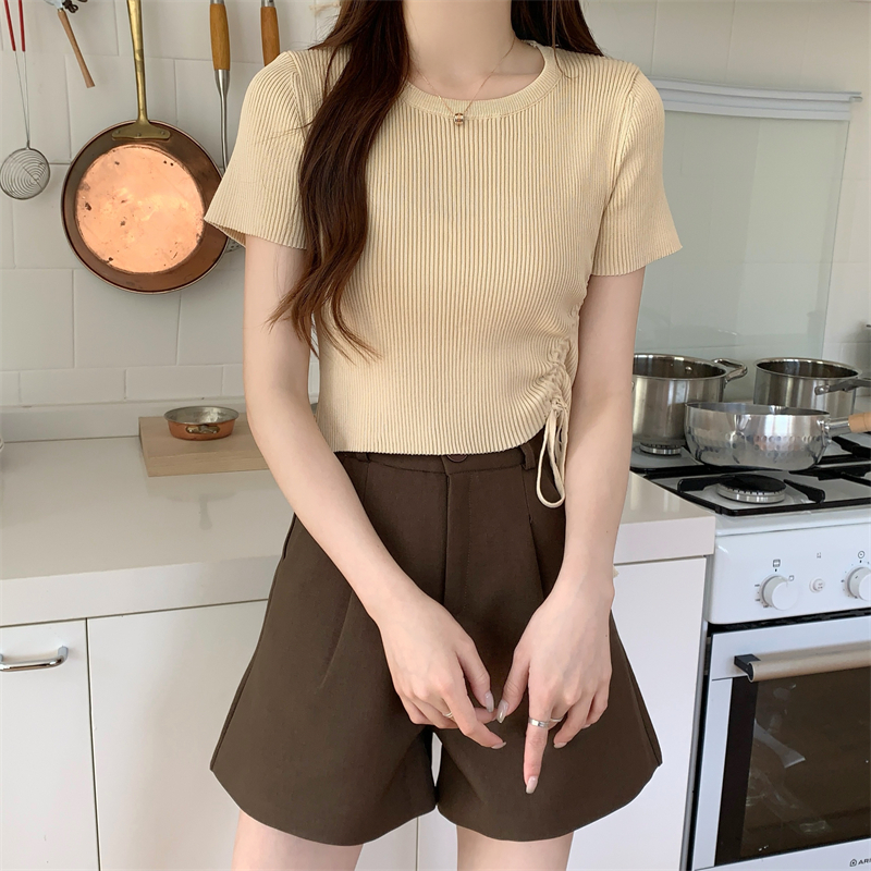 Korean style bottoming shirt short tops for women