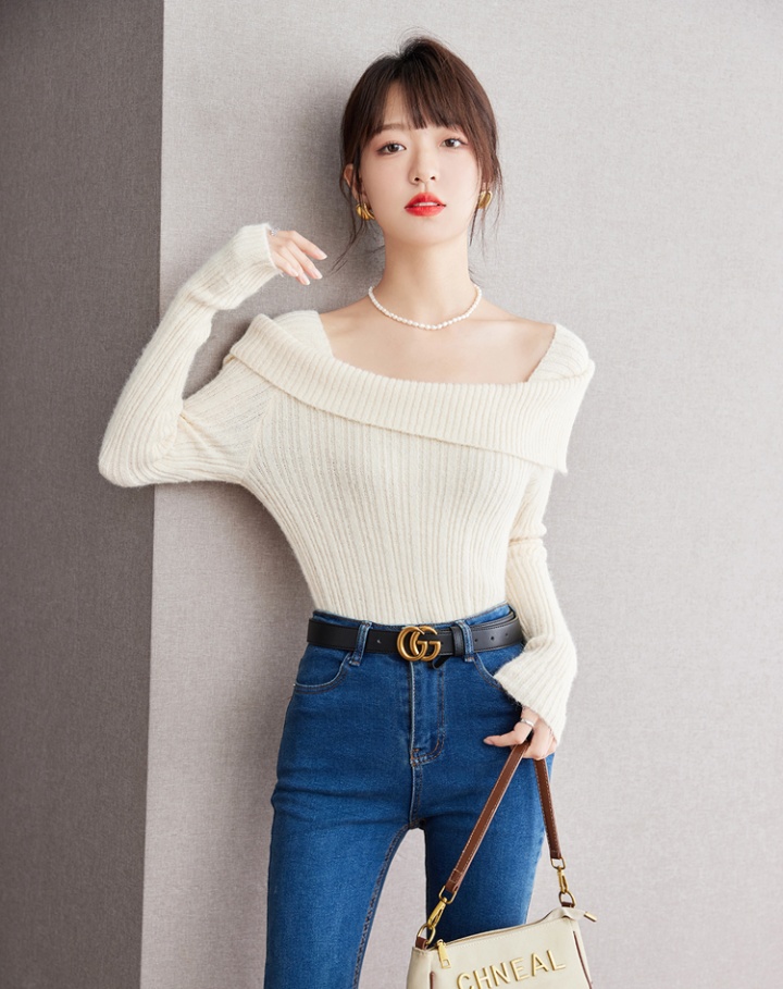Bottoming apricot slim autumn sweater for women