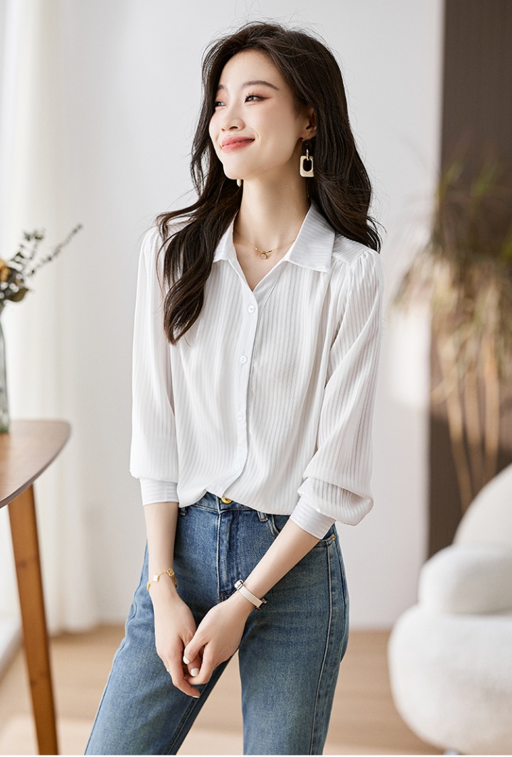 Autumn fashion profession shirt lined slim tops for women