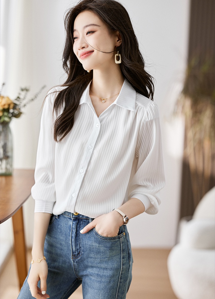 Autumn fashion profession shirt lined slim tops for women