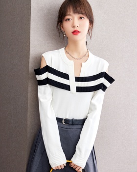 Black-white splice tops strapless sweater for women