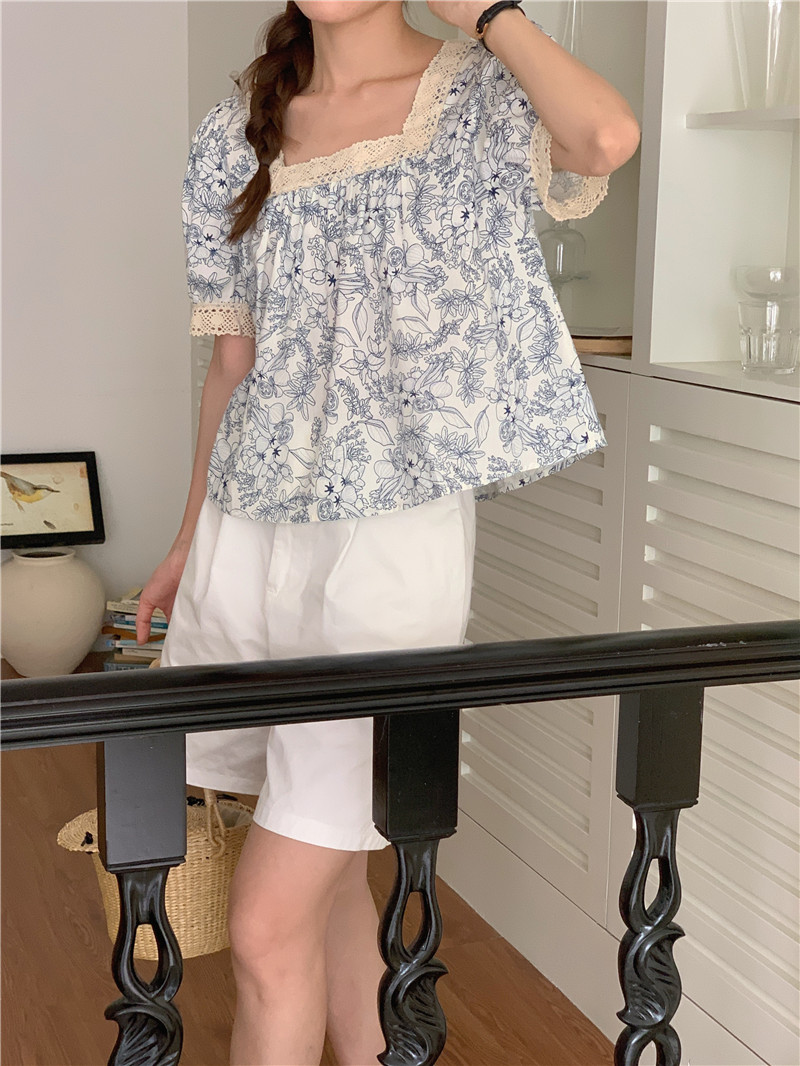 Short Korean style shirt splice loose tops for women