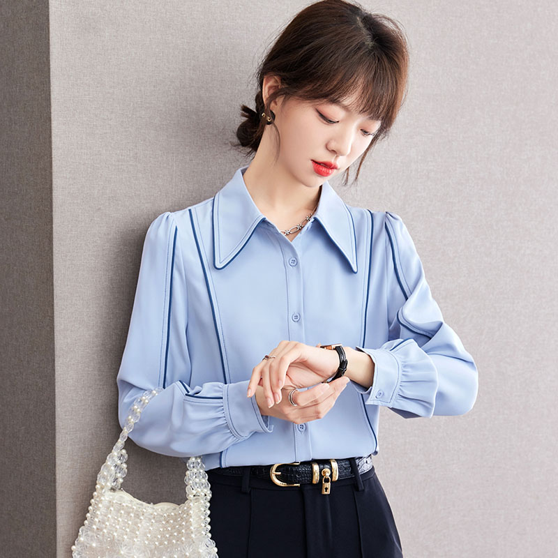 Long sleeve niche shirt chiffon fashion tops for women