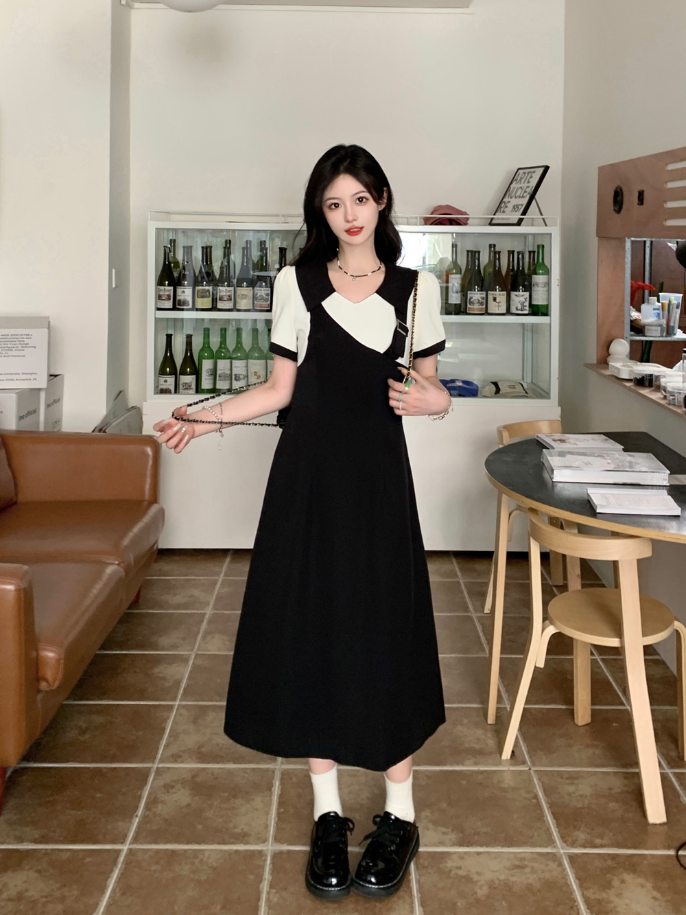 Slim large yard college style fat Pseudo-two dress for women