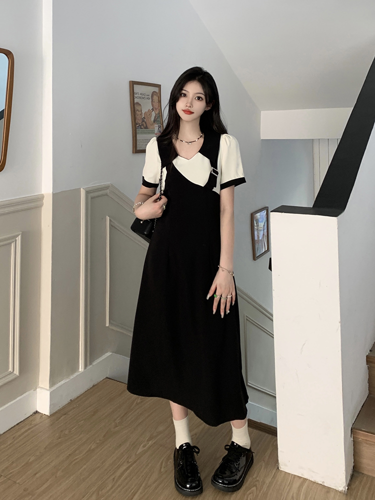 Slim large yard college style fat Pseudo-two dress for women