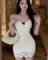 Lace summer bow sling package hip dress