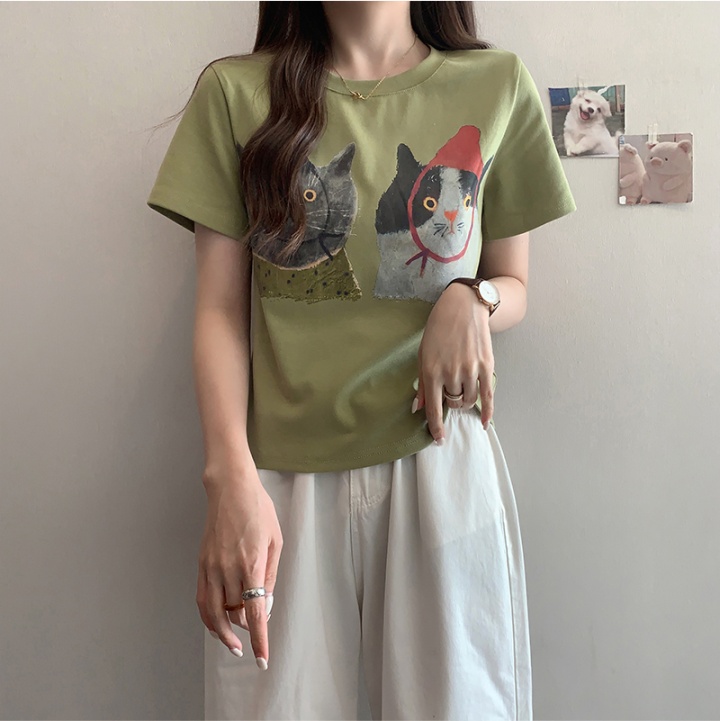 Summer raglan tops slim short sleeve T-shirt for women