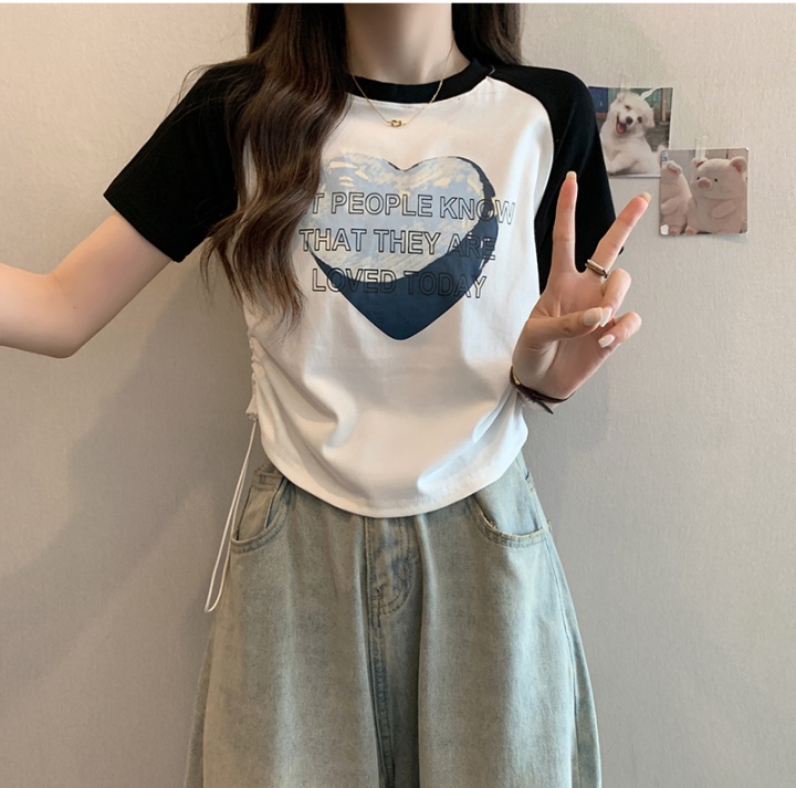 Slim raglan summer T-shirt letters printing tops for women