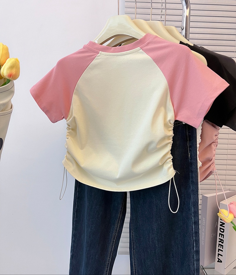 High waist heart tops printing T-shirt for women