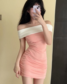 Sexy strapless tight mixed colors dress