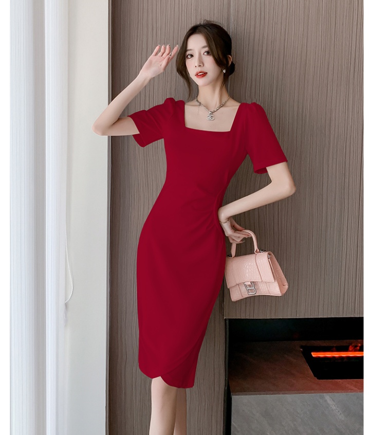 Pink formal dress slim dress for women