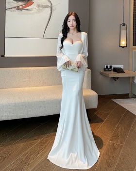 Model mopping long dress slim evening dress for women