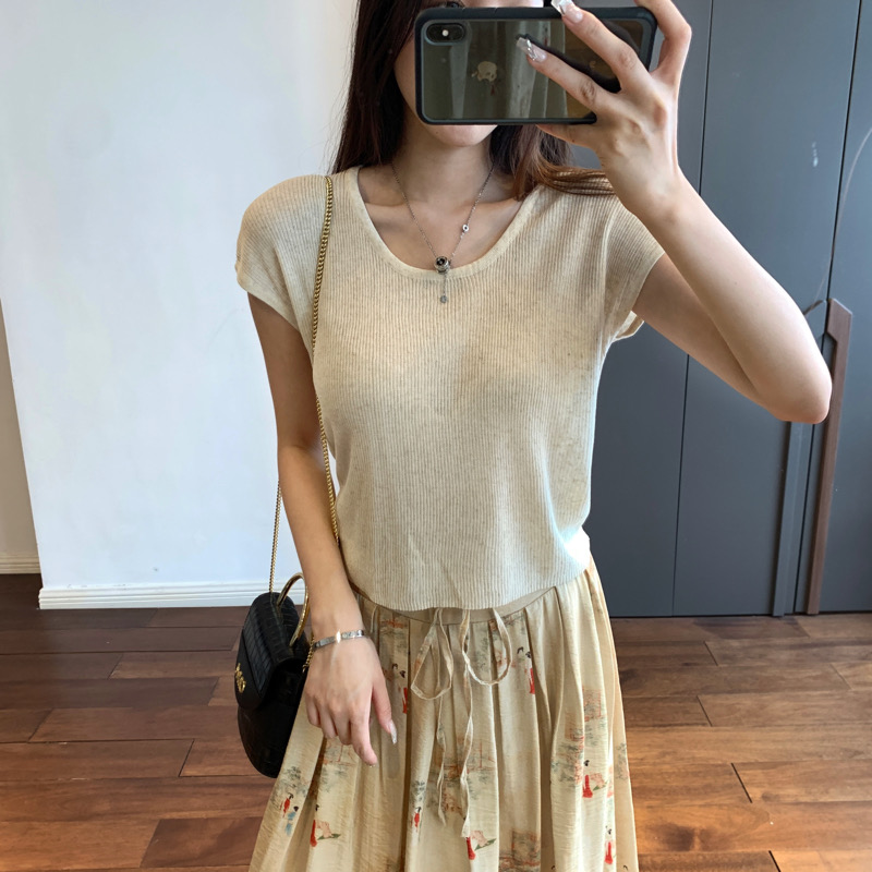 Waist straps sweater boats sleeve tops for women