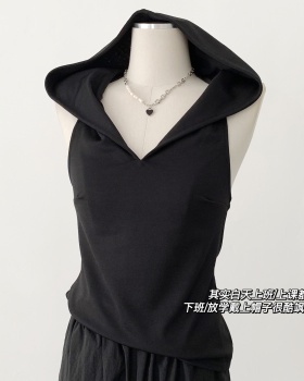 Halter hooded vest maiden summer tops for women
