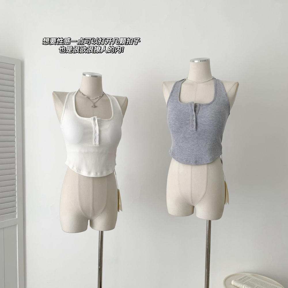 Halter summer vest with chest pad tops for women
