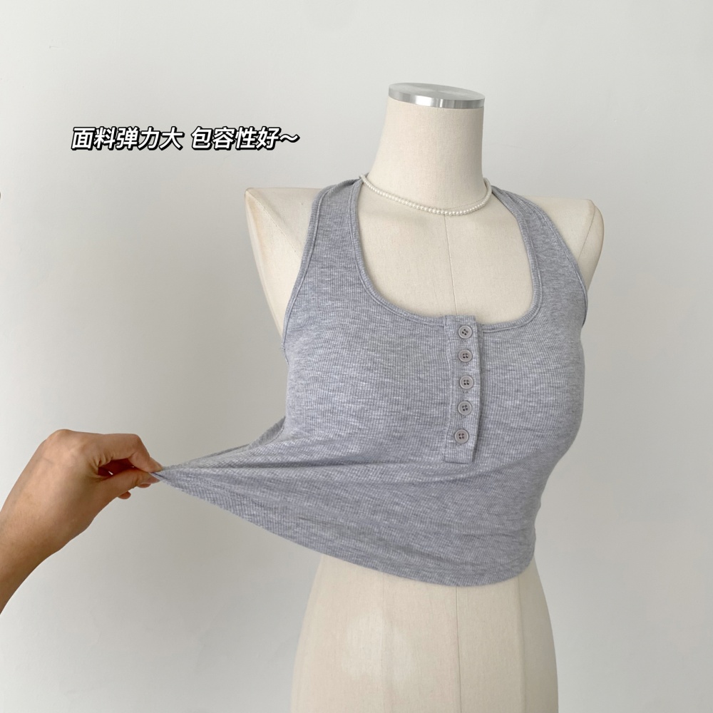 Halter summer vest with chest pad tops for women