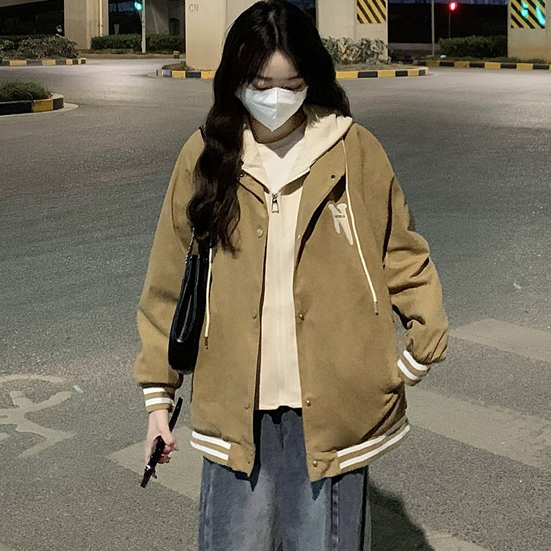 Pseudo-two student couple clothes spring hip-hop jacket