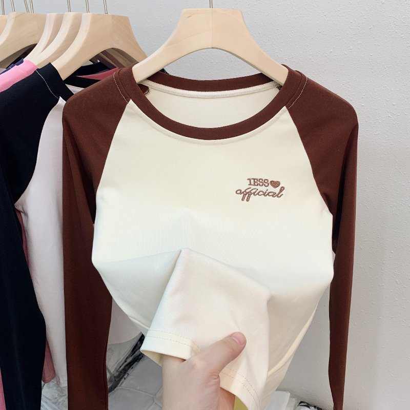 Autumn splice bottoming shirt Korean style tops for women