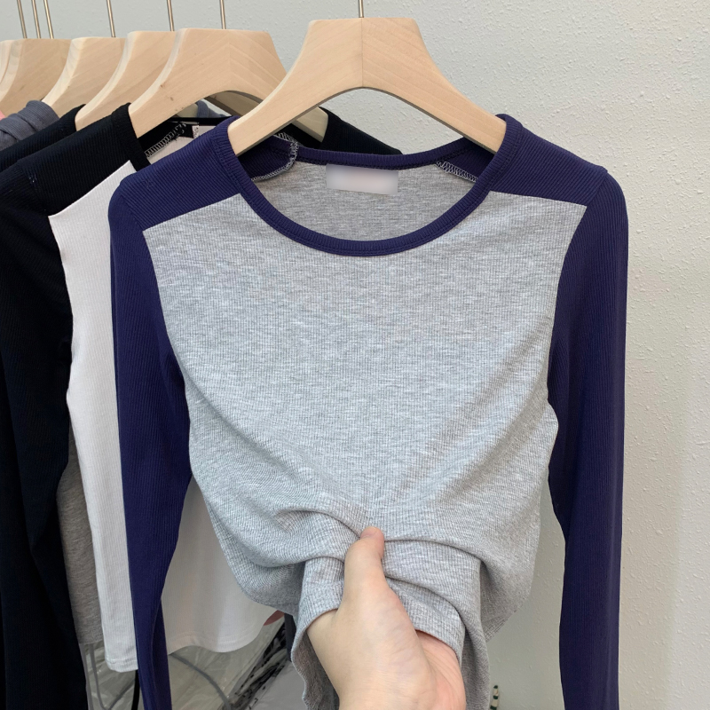 Thin splice tops short bottoming shirt for women