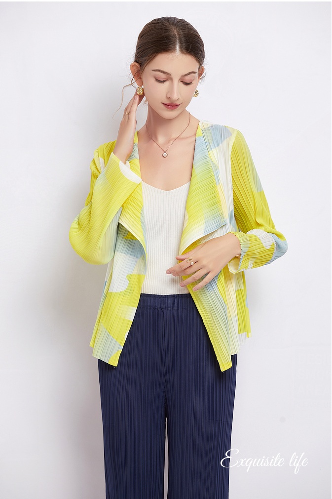 Printing cardigan Pleats Please business suit for women