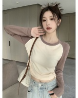Drawstring T-shirt Korean style bottoming shirt